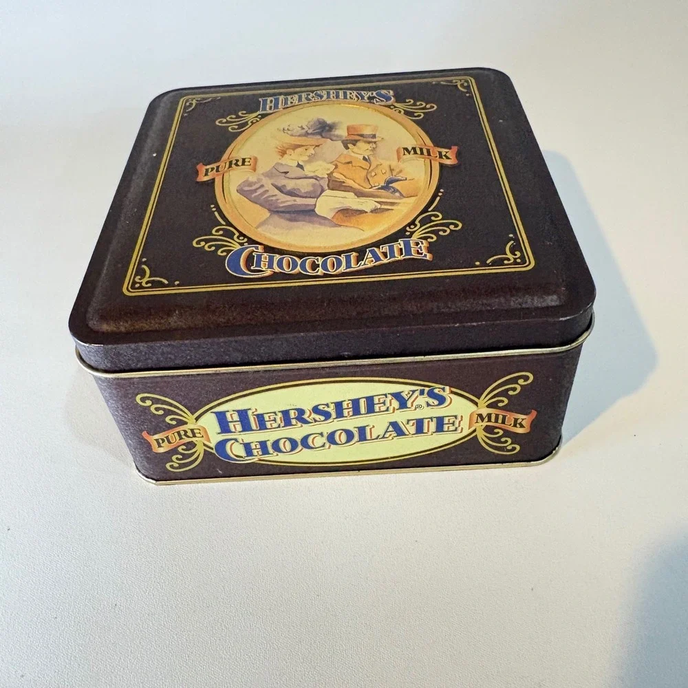 Vintage 1995 Hershey's Pure Milk Chocolate Tin Canister Vintage Edition 4 Brown
